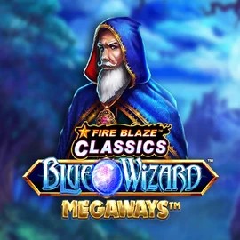 Logo of Fire Blaze Blue Wizard Megaways from Rarestone Gaming at Fatpirate Casino
